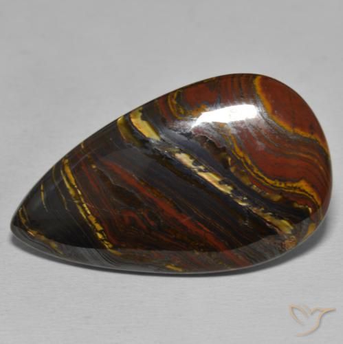 43.87ct Natural Multicolor Matriz Ojo de Tigre, En forma de pera, Opaco