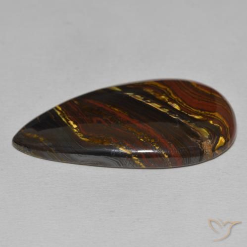 Matriz Ojo de Tigre Multicolor natural de 43.87 ct, En forma de pera, Opaco