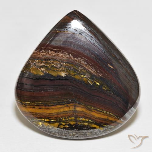 64.06ct Natural Multicolor Matriz Ojo de Tigre, En forma de pera, Opaco