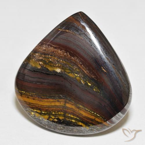 Matriz Ojo de Tigre Multicolor natural de 64.06 ct, En forma de pera, Opaco