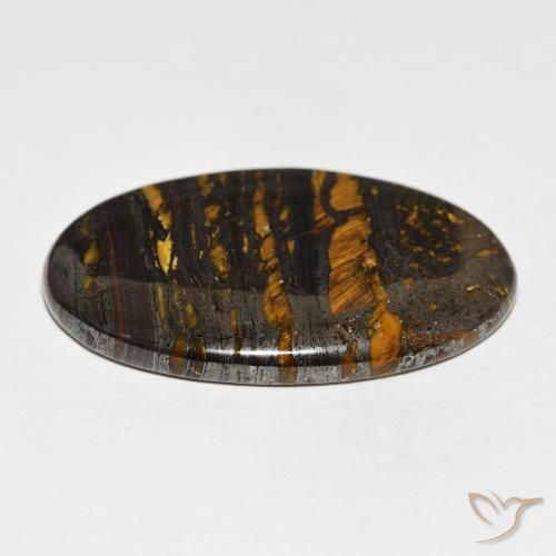 Matriz Ojo de Tigre Multicolor natural de 62.53 ct, Ovalada, Opaco