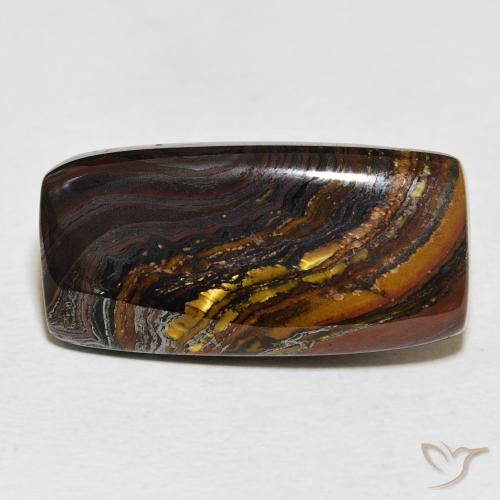 19.89ct Natural Multicolor Matriz Ojo de Tigre, Corte Baguette, Opaco