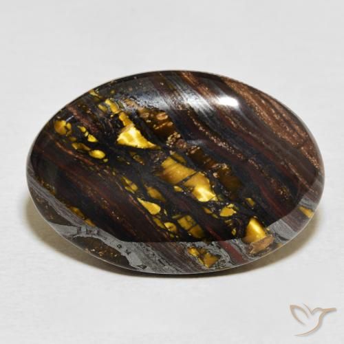 21.43ct Natural Multicolor Matriz Ojo de Tigre, Ovalada, Opaco