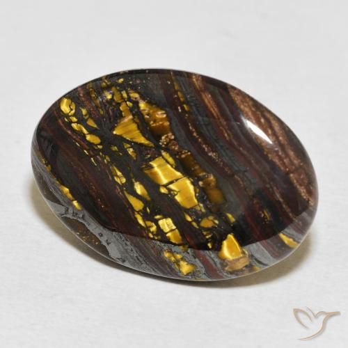 Matriz Ojo de Tigre Multicolor natural de 21.43 ct, Ovalada, Opaco