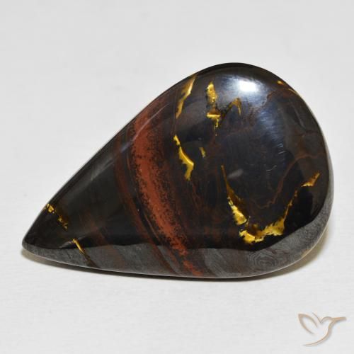 56.25ct Natural Multicolor Matriz Ojo de Tigre, En forma de pera, Opaco