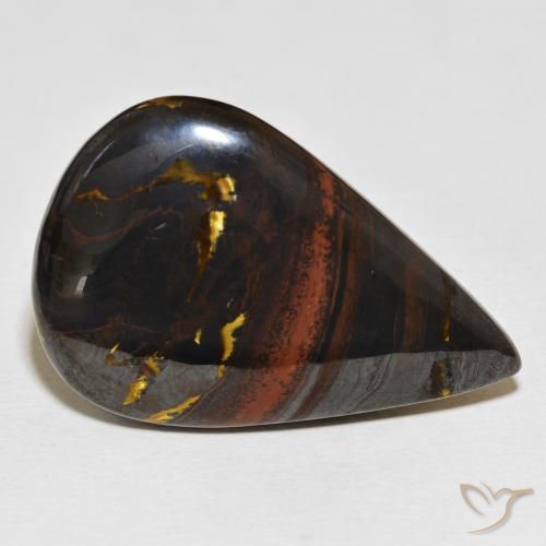 Matriz Ojo de Tigre Multicolor natural de 56.25 ct, En forma de pera, Opaco