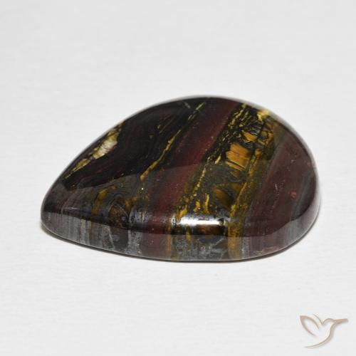 Matriz Ojo de Tigre Multicolor natural de 35.20 ct, En forma de pera, Opaco