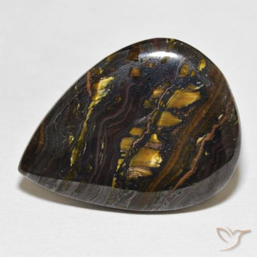 34.99ct Natural Multicolor Matriz Ojo de Tigre, En forma de pera, Opaco