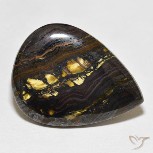 Matriz Ojo de Tigre Multicolor natural de 34.99 ct, En forma de pera, Opaco