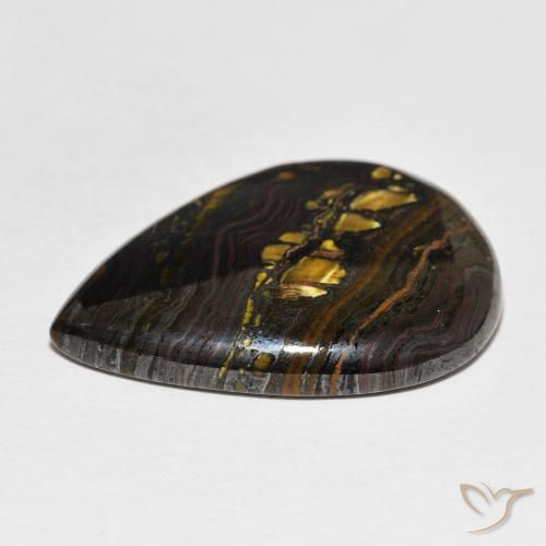 Matriz Ojo de Tigre Multicolor natural de 34.99 ct, En forma de pera, Opaco