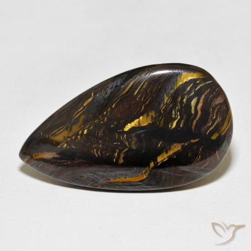 28.37ct Natural Multicolor Matriz Ojo de Tigre, En forma de pera, Opaco