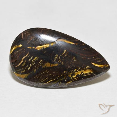 Matriz Ojo de Tigre Multicolor natural de 28.37 ct, En forma de pera, Opaco