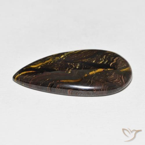 Matriz Ojo de Tigre Multicolor natural de 28.37 ct, En forma de pera, Opaco