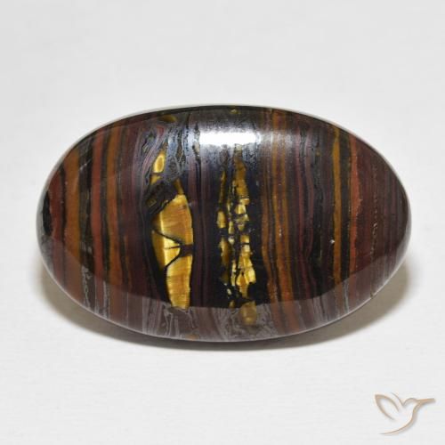 35.21ct Natural Multicolor Matriz Ojo de Tigre, Ovalada, Opaco