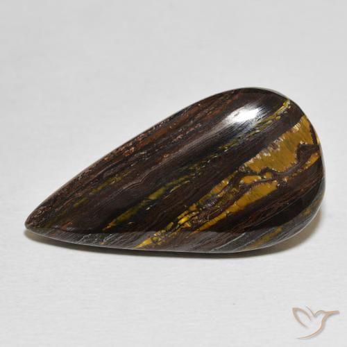 21.27ct Natural Multicolor Matriz Ojo de Tigre, En forma de pera, Opaco