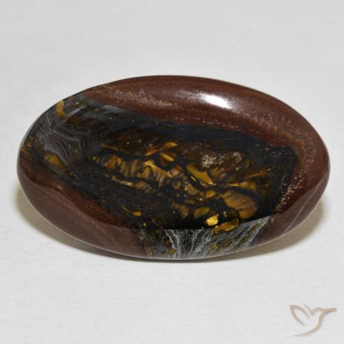 29.85ct Natural Multicolor Matriz Ojo de Tigre, Ovalada, Opaco