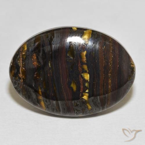 35.29ct Natural Multicolor Matriz Ojo de Tigre, Ovalada, Opaco