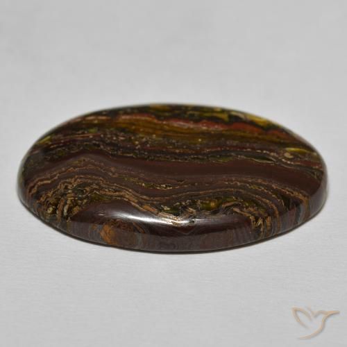 Matriz Ojo de Tigre Medium Dark-Brown natural de 35.50 ct, Ovalada, Opaco