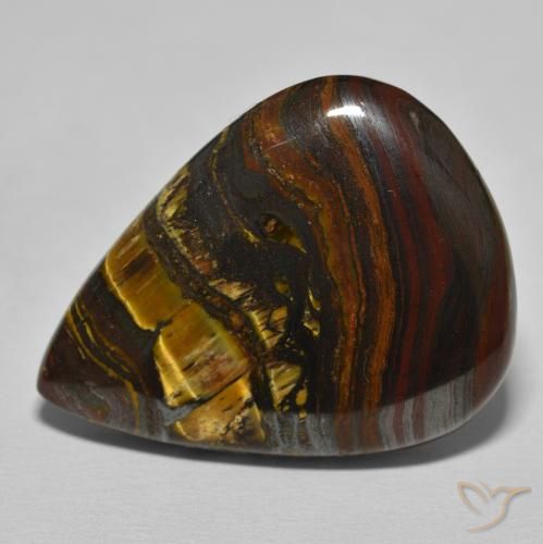 40.12ct Natural Medium Dark-Brown Matriz Ojo de Tigre, En forma de pera, Opaco