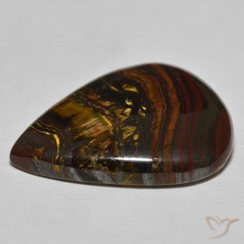 Matriz Ojo de Tigre Medium Dark-Brown natural de 40.12 ct, En forma de pera, Opaco