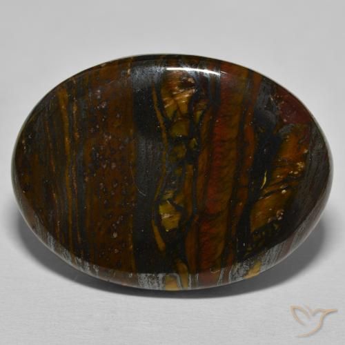 39.54ct Natural Marrón multicolor Matriz Ojo de Tigre, Ovalada, Opaco