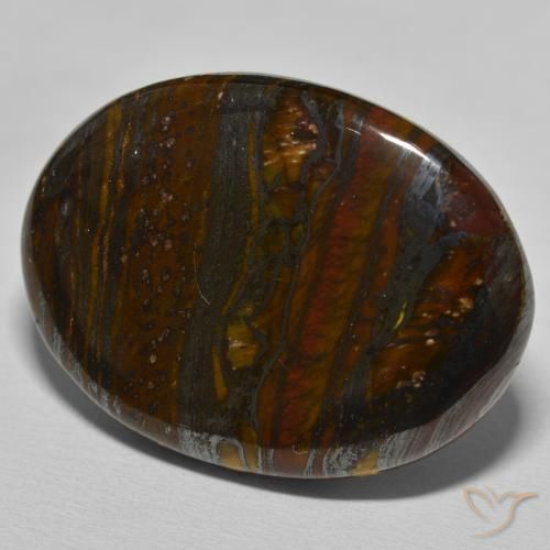 Matriz Ojo de Tigre Marrón multicolor natural de 39.54 ct, Ovalada, Opaco