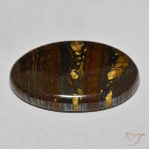 Matriz Ojo de Tigre Marrón multicolor natural de 39.54 ct, Ovalada, Opaco