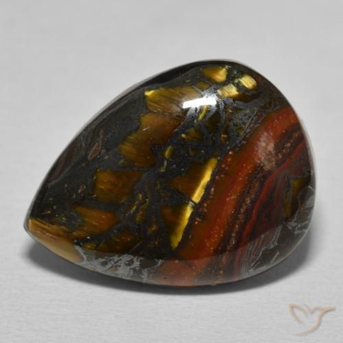 13.12ct Natural Marrón multicolor Matriz Ojo de Tigre, En forma de pera, Opaco