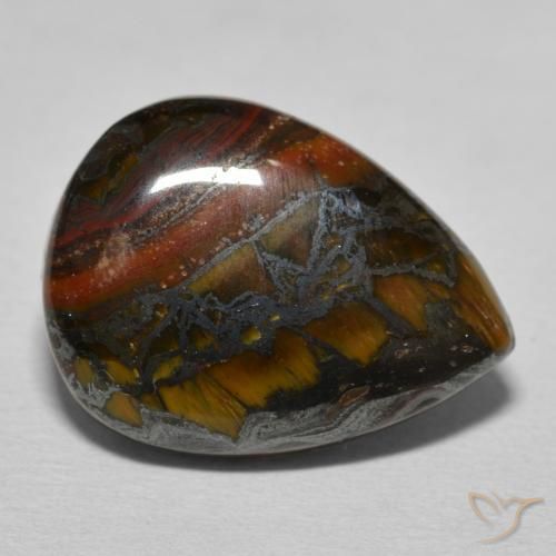 Matriz Ojo de Tigre Marrón multicolor natural de 13.12 ct, En forma de pera, Opaco