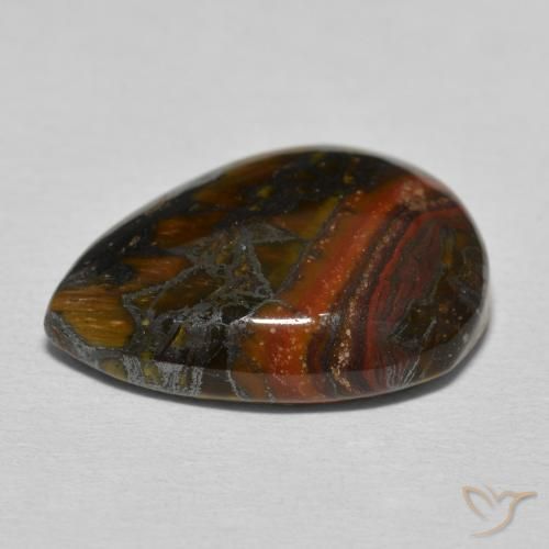 Matriz Ojo de Tigre Marrón multicolor natural de 13.12 ct, En forma de pera, Opaco
