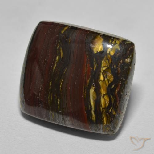 Matriz Ojo de Tigre Marrón cálido natural de 27.07 ct, Forma Cojín, Opaco