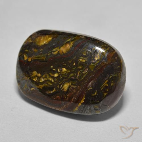 Matriz Ojo de Tigre Marrón cálido natural de 20.80 ct, Forma Cojín, Opaco