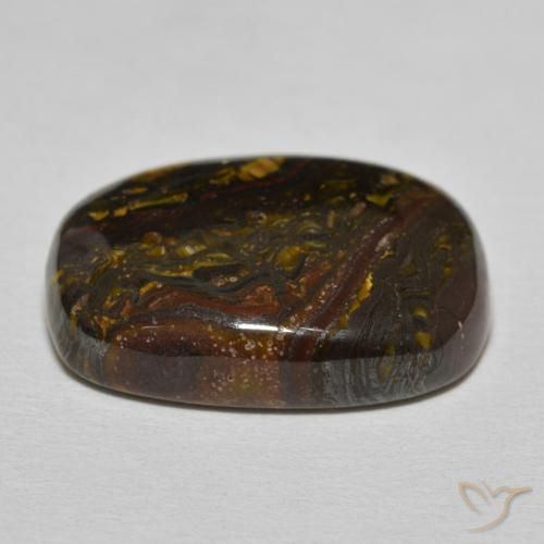 Matriz Ojo de Tigre Marrón cálido natural de 20.80 ct, Forma Cojín, Opaco