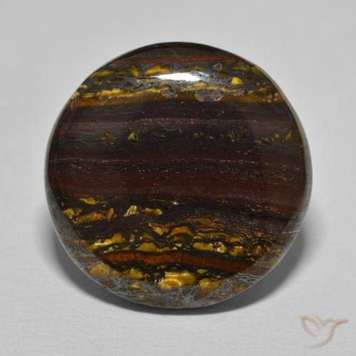 27.40ct Natural Marrón nogal Matriz Ojo de Tigre, Redondo, Opaco