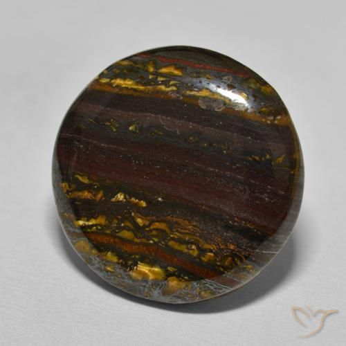 Matriz Ojo de Tigre Marrón nogal natural de 27.40 ct, Redondo, Opaco