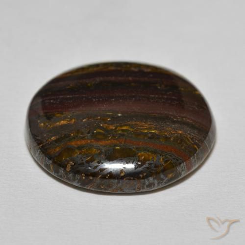Matriz Ojo de Tigre Marrón nogal natural de 27.40 ct, Redondo, Opaco