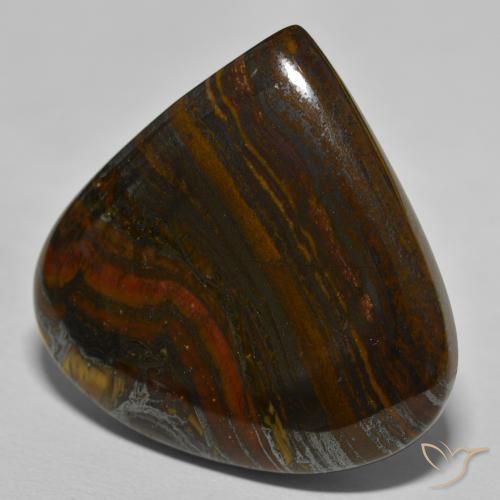 Matriz Ojo de Tigre Marrón nogal natural de 66.44 ct, En forma de pera, Opaco