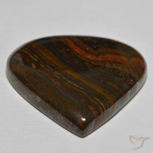 Matriz Ojo de Tigre Marrón nogal natural de 66.44 ct, En forma de pera, Opaco