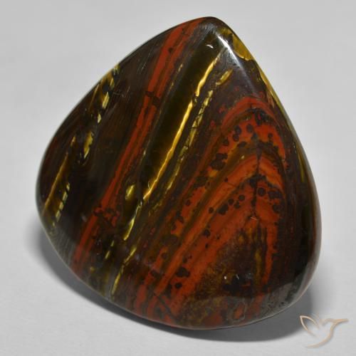 Matriz Ojo de Tigre Marrón multicolor natural de 68.05 ct, En forma de pera, Opaco