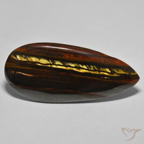 46.64ct Natural Marrón cálido Matriz Ojo de Tigre, En forma de pera, Opaco