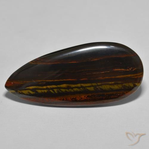 Matriz Ojo de Tigre Marrón cálido natural de 46.64 ct, En forma de pera, Opaco