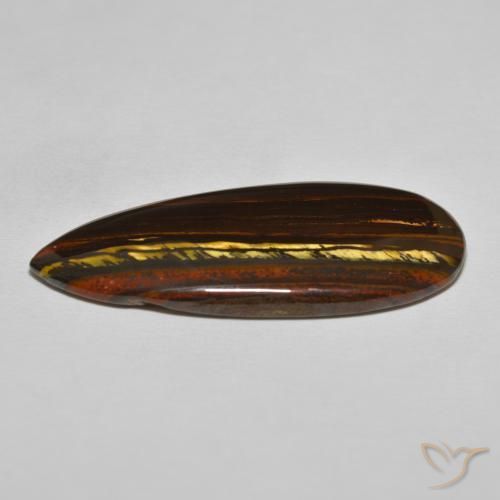 Matriz Ojo de Tigre Marrón cálido natural de 46.64 ct, En forma de pera, Opaco