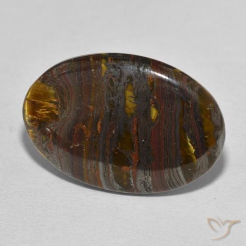 Matriz Ojo de Tigre Multicolor natural de 23.56 ct, Ovalada, Opaco