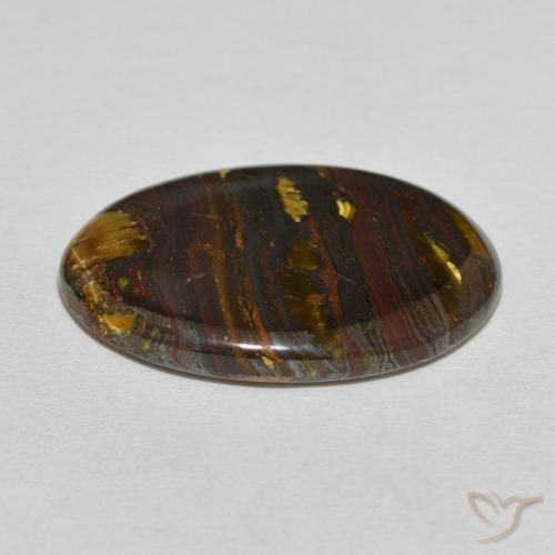 Matriz Ojo de Tigre Multicolor natural de 23.56 ct, Ovalada, Opaco