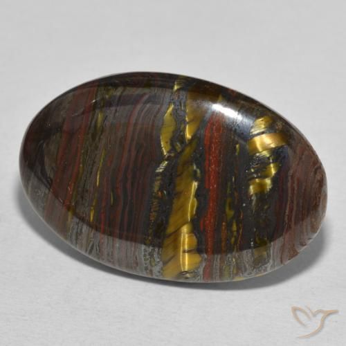 Matriz Ojo de Tigre Multicolor natural de 28.81 ct, Ovalada, Opaco