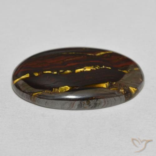 Matriz Ojo de Tigre Multicolor natural de 24.74 ct, Ovalada, Opaco