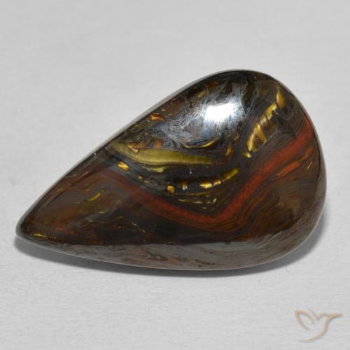24.76ct Natural Multicolor Matriz Ojo de Tigre, En forma de pera, Opaco