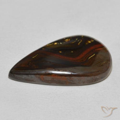 Matriz Ojo de Tigre Multicolor natural de 24.76 ct, En forma de pera, Opaco