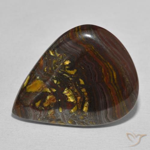 27.44ct Natural Multicolor Matriz Ojo de Tigre, En forma de pera, Opaco