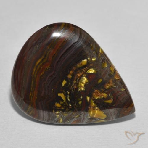 Matriz Ojo de Tigre Multicolor natural de 27.44 ct, En forma de pera, Opaco
